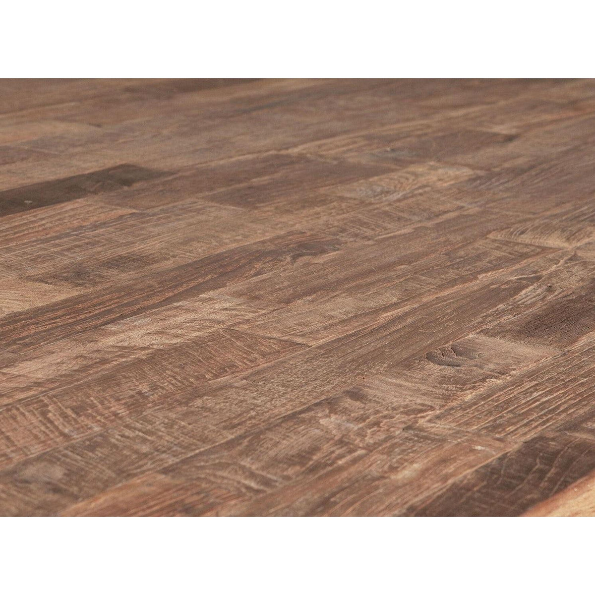 Eetkamertafel Tracks 225cm naturel teakhout tafelblad detail