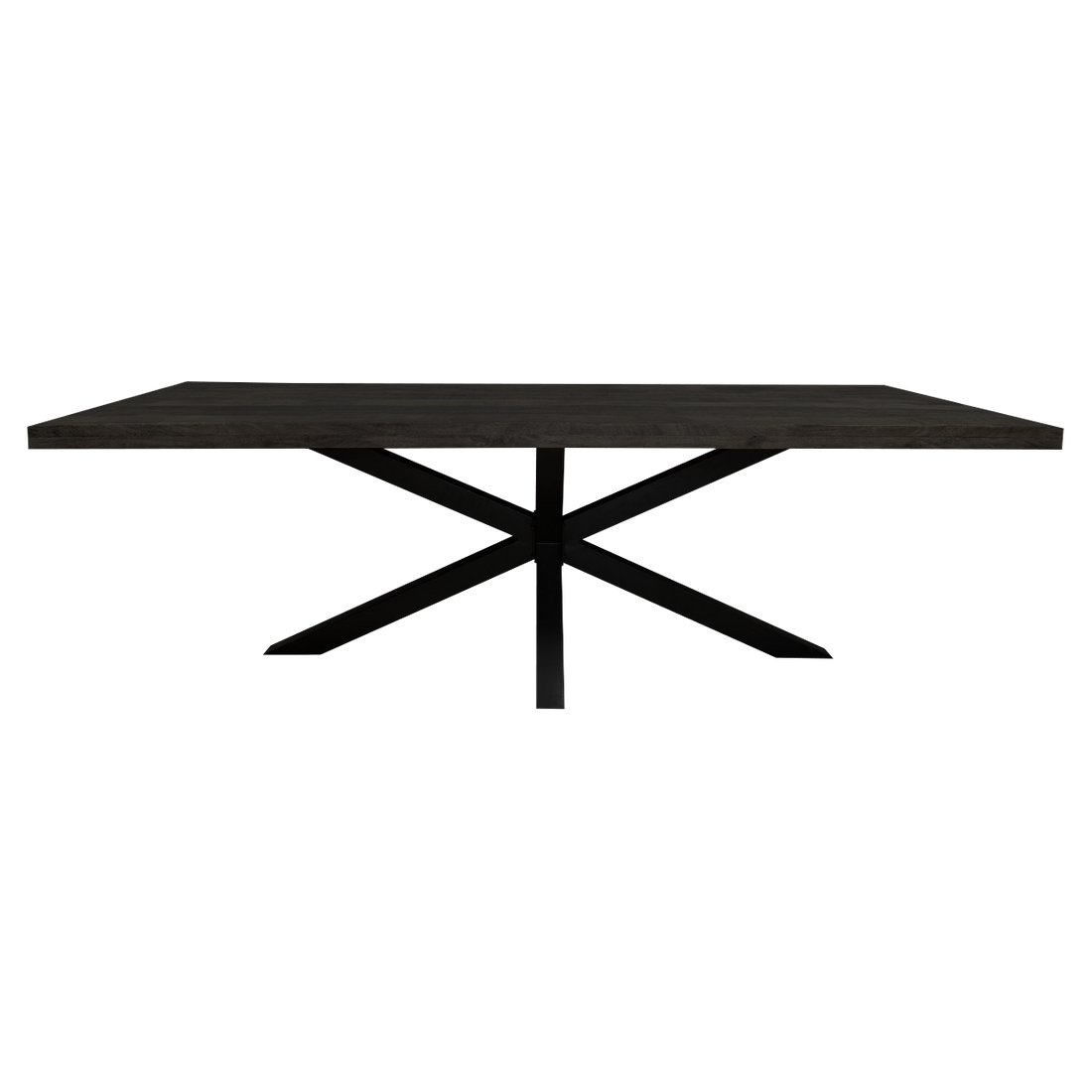 Denver eettafel 240cm van Starfurn met zwart gelakte metalen matrixpoot en massief mangohouten blad