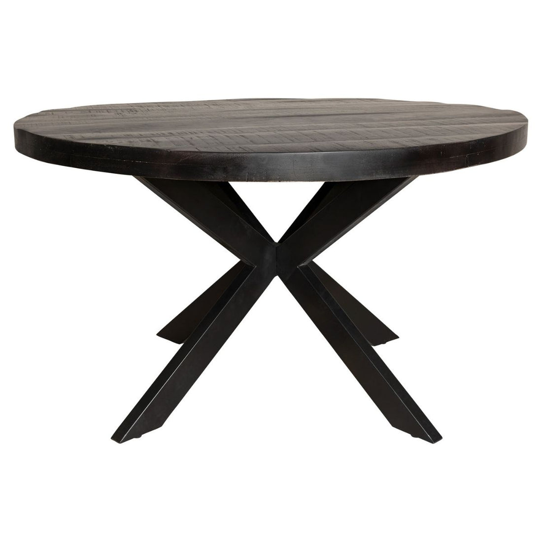 Eettafel Denver Zwart Rond 140cm van Starfurn, ronde eettafel waar iedereen elkaar aankijkt