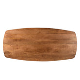 Bovenaanzicht van het mangohouten blad van de eettafel Jesper Pecan 230cm