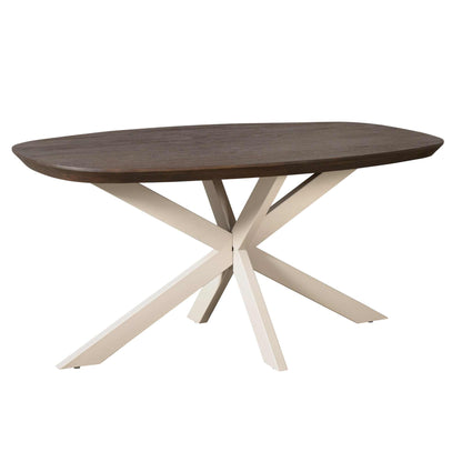Eettafel Madison Deens Ovaal 160cm van Starfurn in bruin mangohout met zandkleurig metalen onderstel