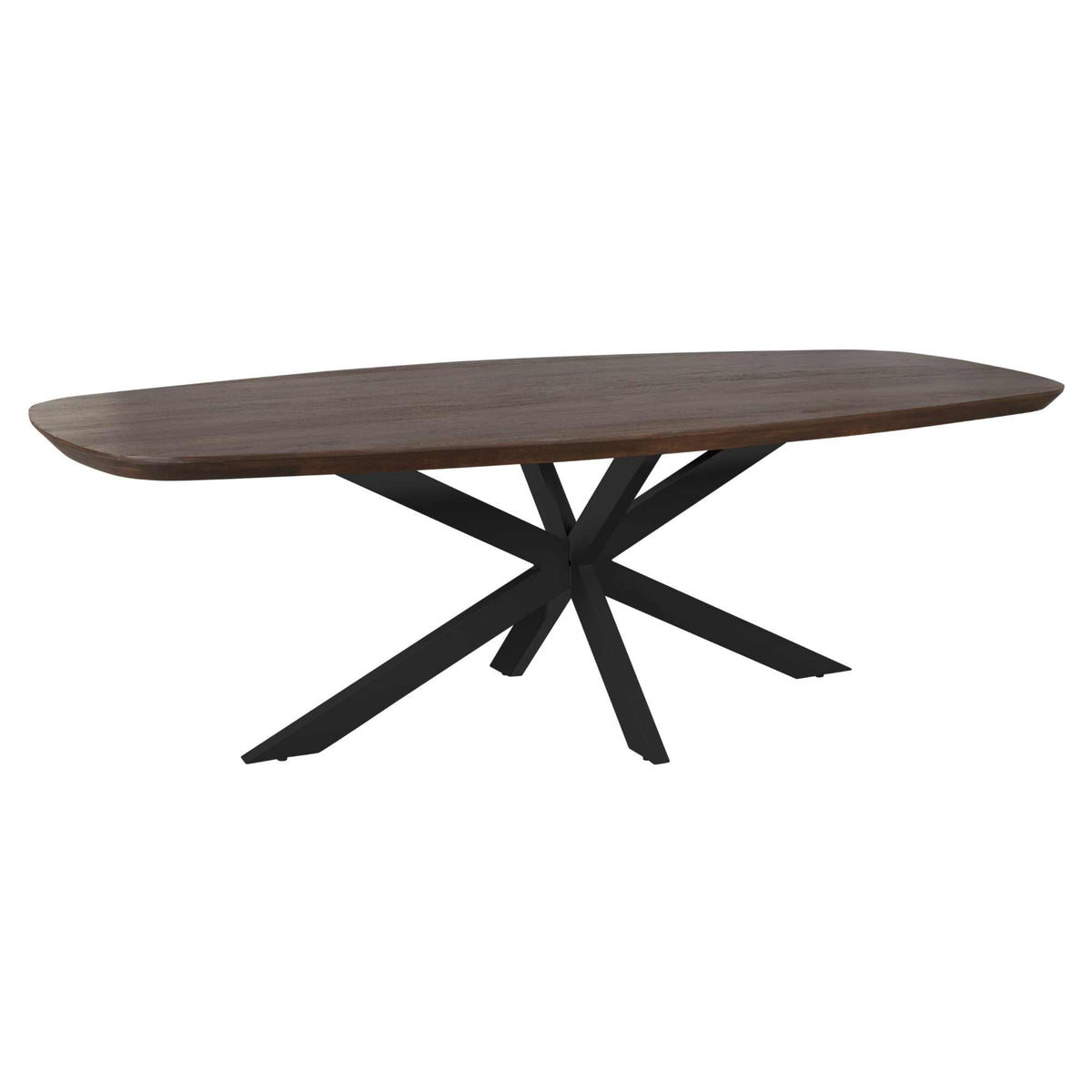 Eettafel Madison Deens Ovaal 200cm van Starfurn in bruin mangohout met zwart metalen onderstel