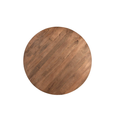Eettafel Rocky Ø150cm in Pecan, warm honingbruin mangohout met zwart onderstel