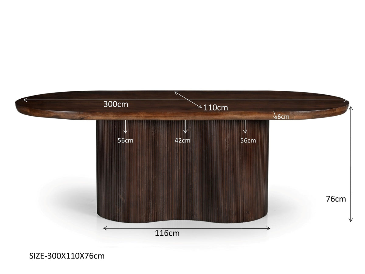 Eettafel Sevilla Chestnut 300cm van massief mangohout voor de eetkamer