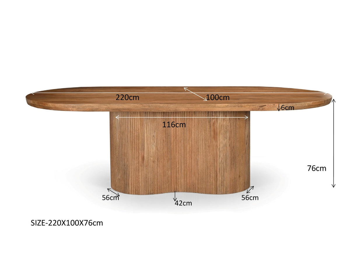 Eettafel Sevilla Pecan 220cm van massief mangohout voor de eetkamer
