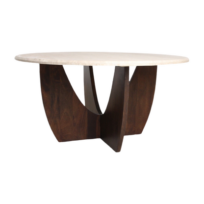 Eettafel Travertin Ronde Bruin Onderstel Raw Materials 120cm - Eetkamertafel - Raw Materials - livinglovely.nl