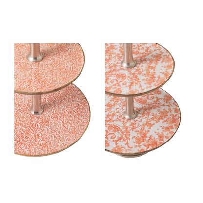 3-Tier Mango Wood Shelving Unit Orange/White Set of 2 J-Line