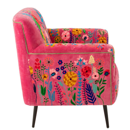 Fauteuil Bloemen Mangohout Fuchsia J-Line