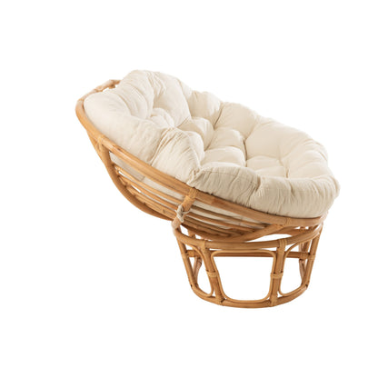 Fauteuil Roni Met Kussen Rotan Naturel/Wit J-Line