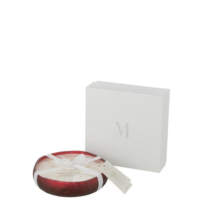 Geurkaars Livia Glas Rood Medium 19uur - Geurkaars - J-Line - livinglovely.nl