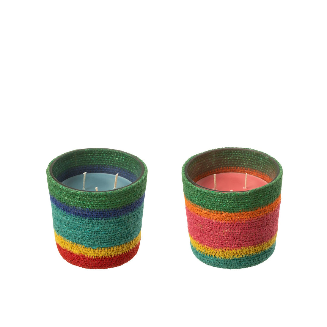 Scented Candle Basket Pink Wax Mix Small-45 Hours Set of 2 J-Line