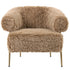 Hair Fauteuil Bruin van PTMD, vooraanzicht van de langharige bruine fauteuil op een metalen onderstel