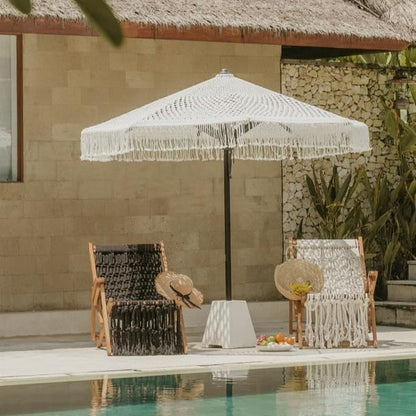 Handgeknoopte Parasol - White Sand - 250cm - Handgeknoopte parasol - Todo Bien - livinglovely.nl