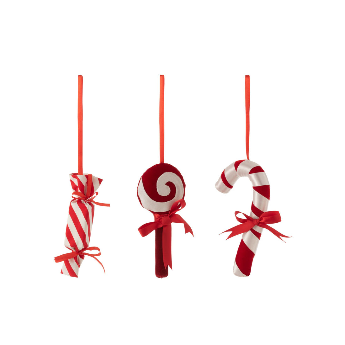 J-Line Candy Textile Pendant Red/White Set of 3
