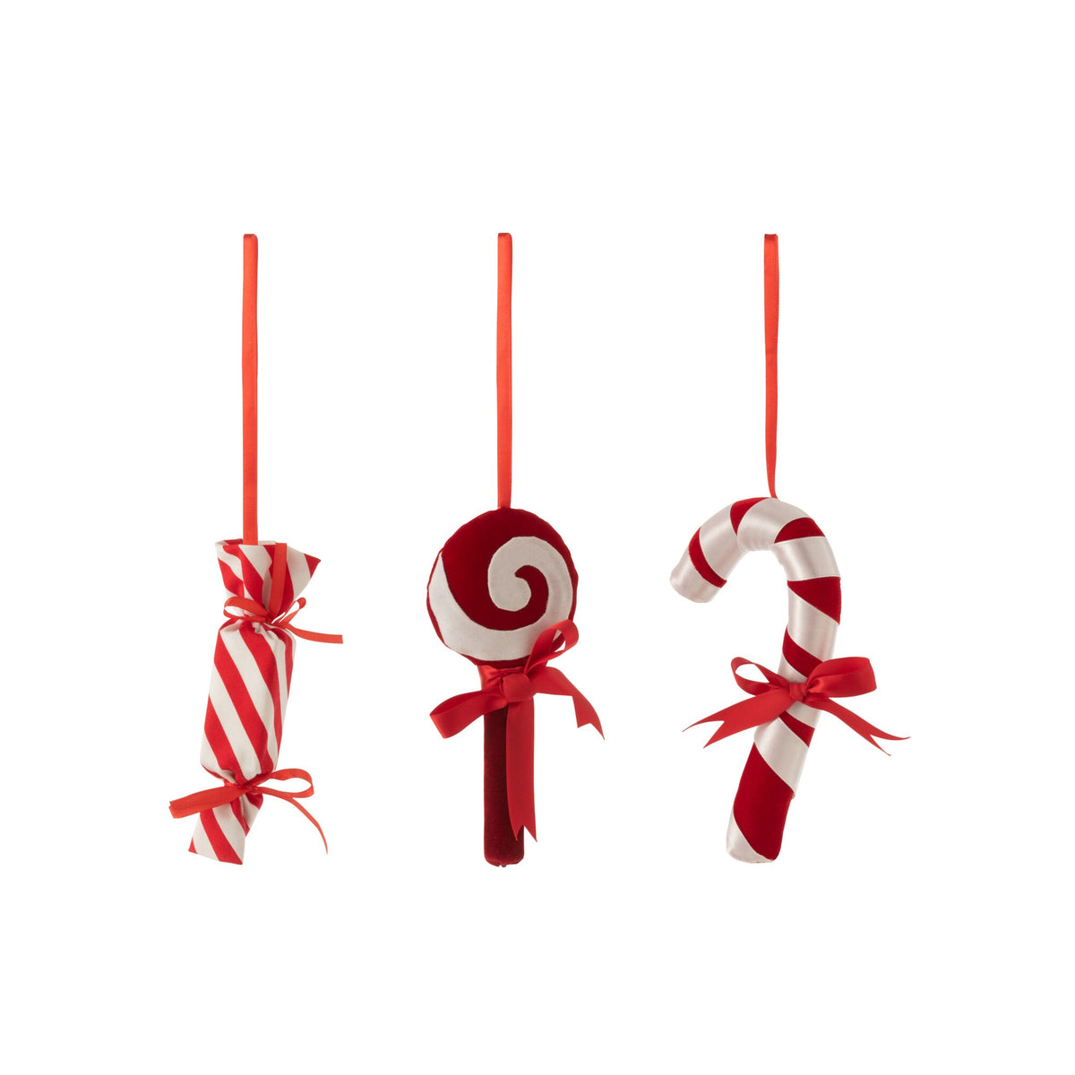 J-Line Candy Textile Pendant Red/White Set of 3