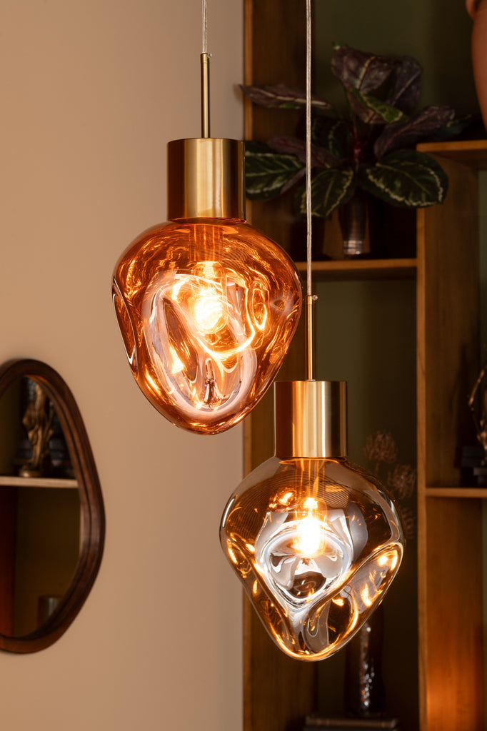 Hanglamp Goud Metaal/Glas Grijs - Hanglamp - J-Line - livinglovely.nl