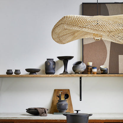 Hanglamp Wave Natural XXL Raw Materials 115x115x35cm - Hanglamp - Raw Materials - livinglovely.nl