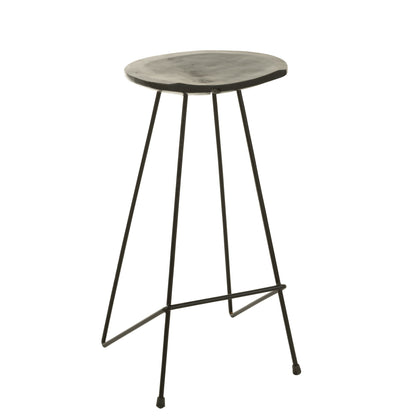 J-Line Bar Stool Teak Wood/Black Iron