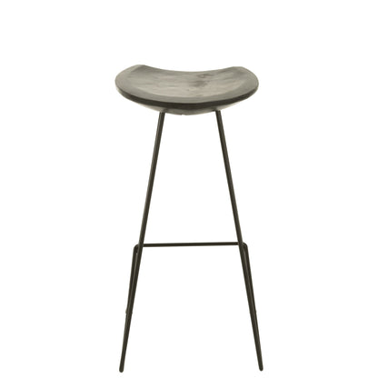 J-Line Bar Stool Teak Wood/Black Iron