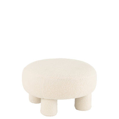 J-Line stool round teddy bouclé white with legs J-Line