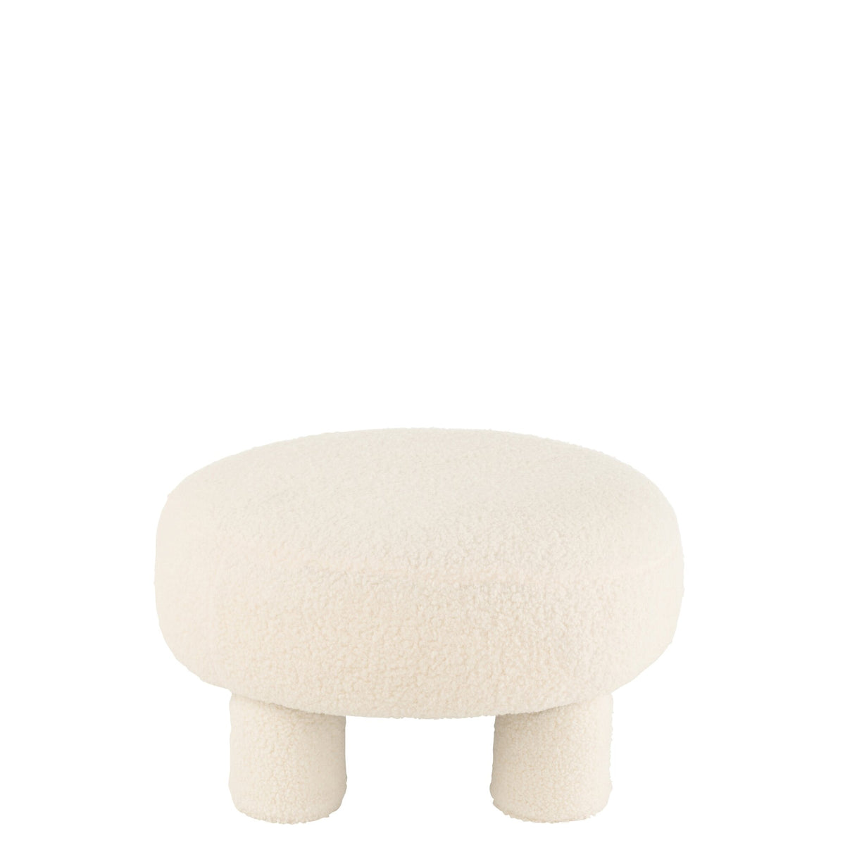 J-Line stool round teddy bouclé white with legs J-Line