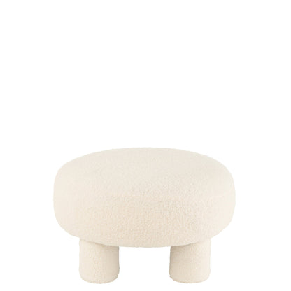 J-Line stool round teddy bouclé white with legs J-Line