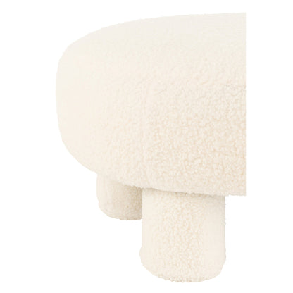 J-Line stool round teddy bouclé white with legs J-Line
