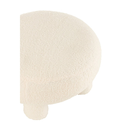 J-Line stool round teddy bouclé white with legs J-Line