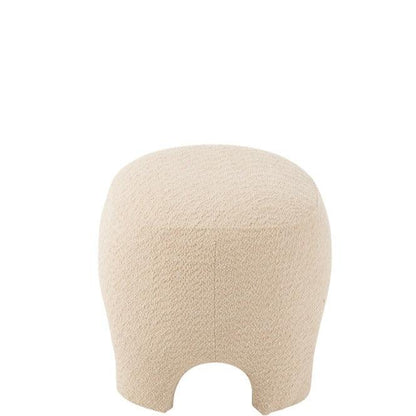 J-Line Witte Poef Gebreid Textiel/Hout J-Line - Poef - J-Line - livinglovely.nl