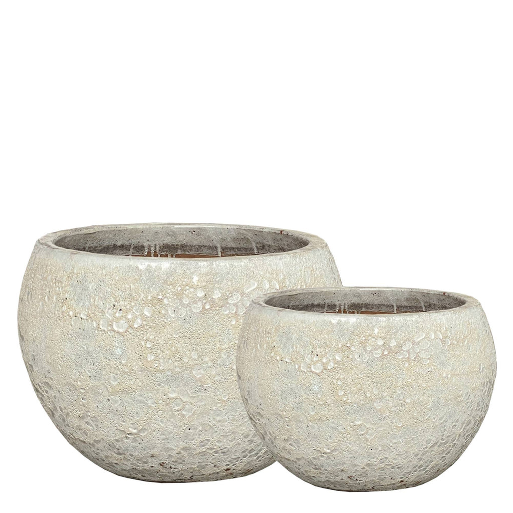 Javier Grey ceramic bowl pot round set of 2 PTMD - Pot - PTMD - livinglovely.nl