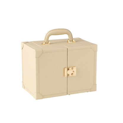 Jewelry Case With Handle Faux Leather Beige J-Line