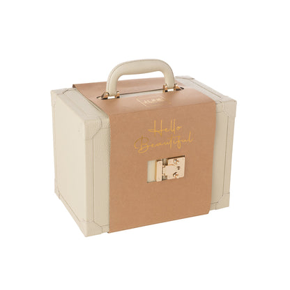 Jewelry Case With Handle Faux Leather Beige J-Line