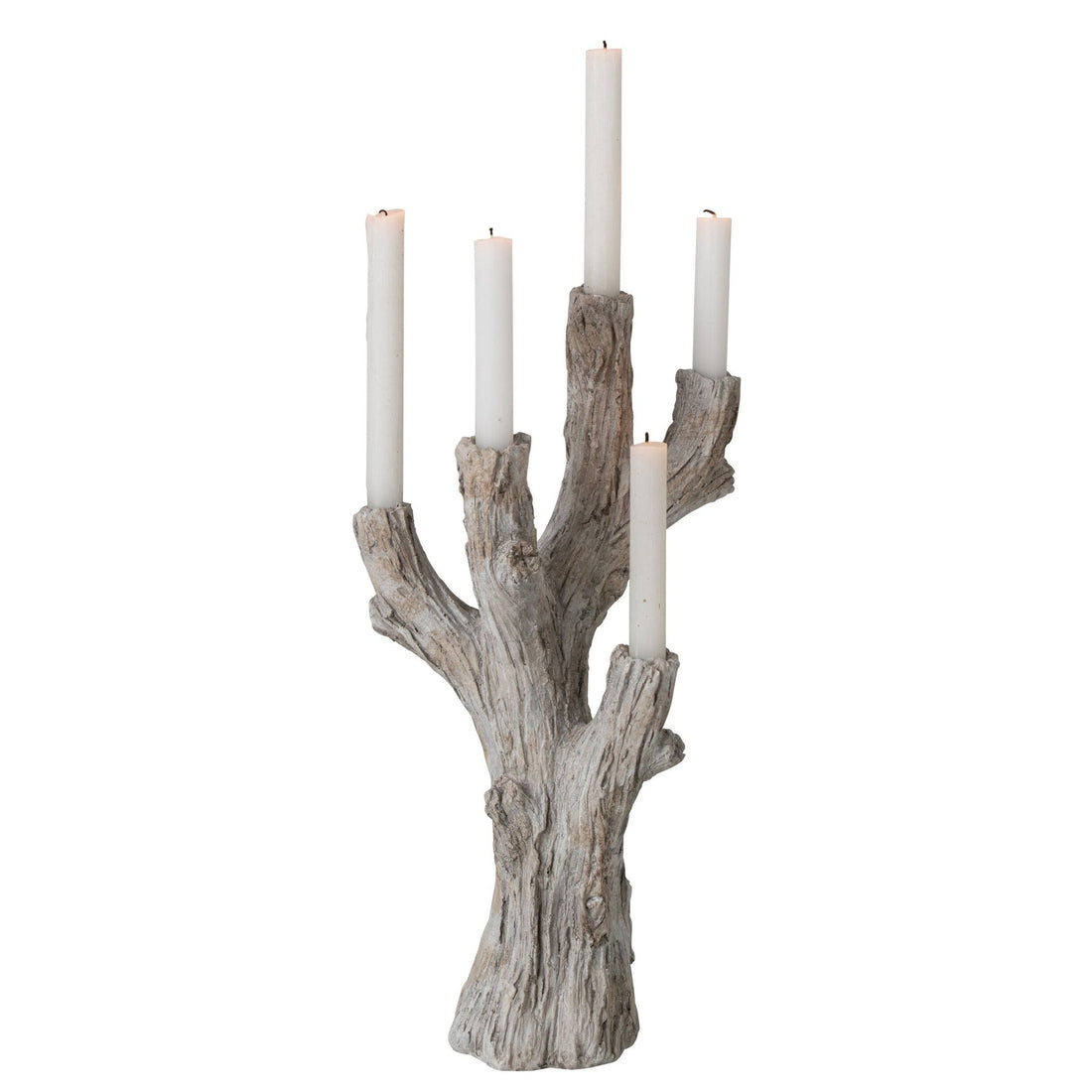Candle Holder Polyresin Taupe Large J-Line