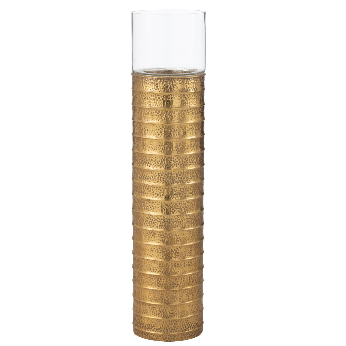 Candle Holder Column Metal/Glass Gold Large J-Line