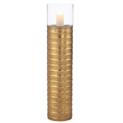 Candle Holder Column Metal/Glass Gold Large J-Line