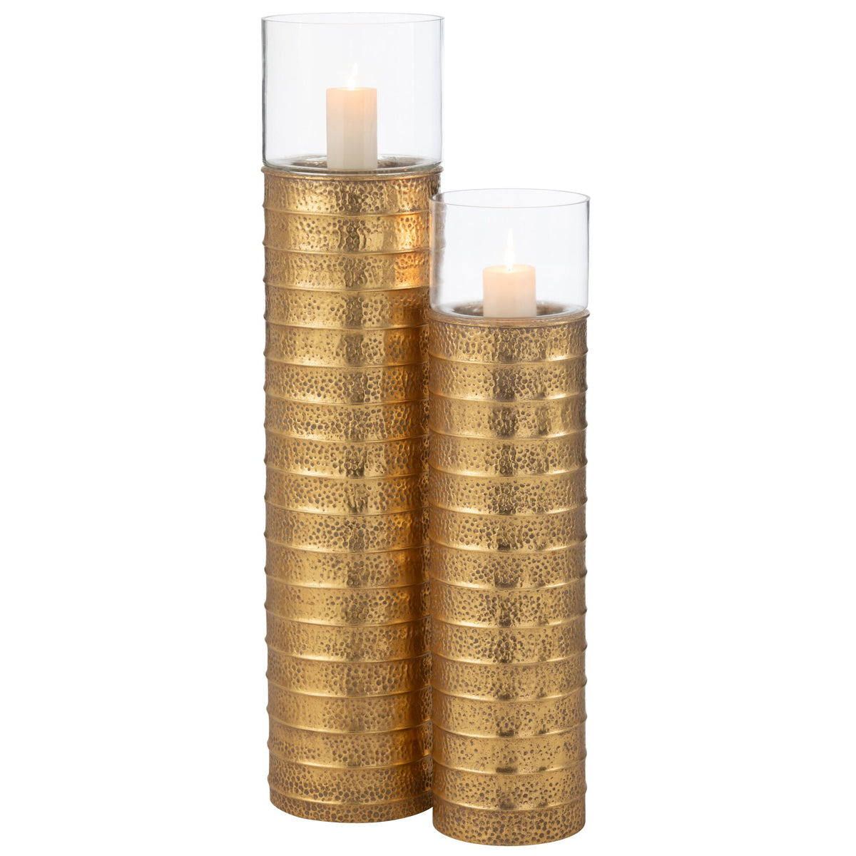 Candle Holder Column Metal/Glass Gold Large J-Line