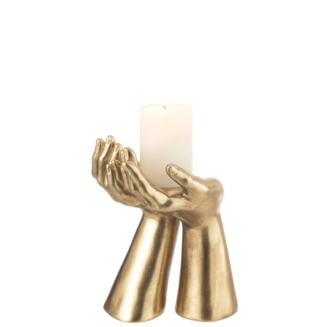 Candle Holder Hands Resin Gold J-Line