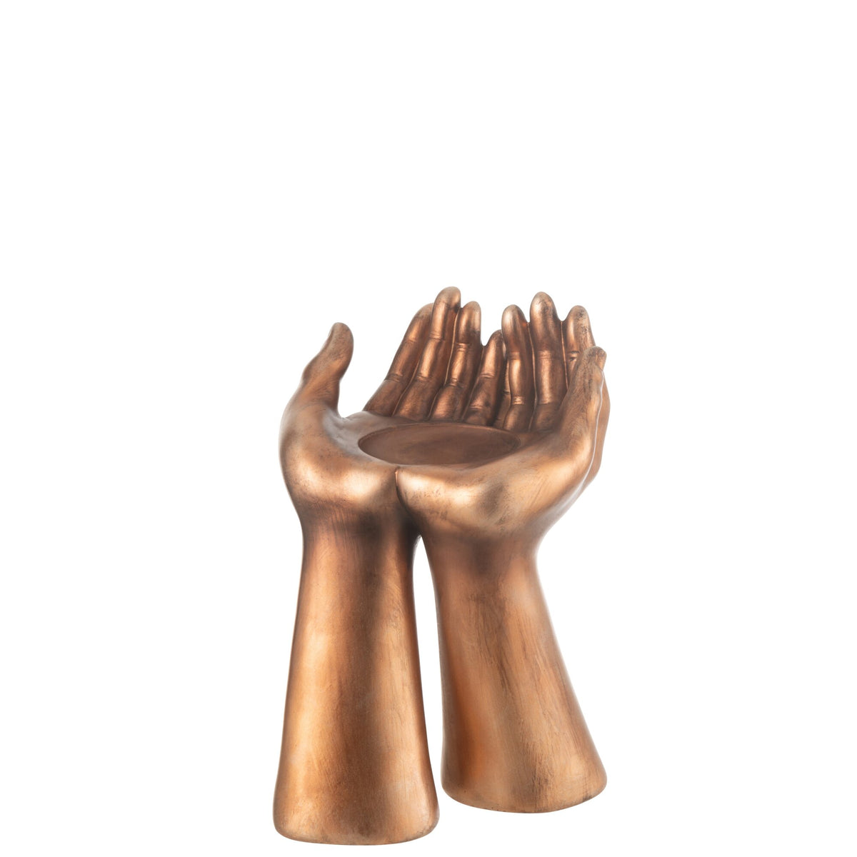 Candle Holder Hands Resin Copper J-Line