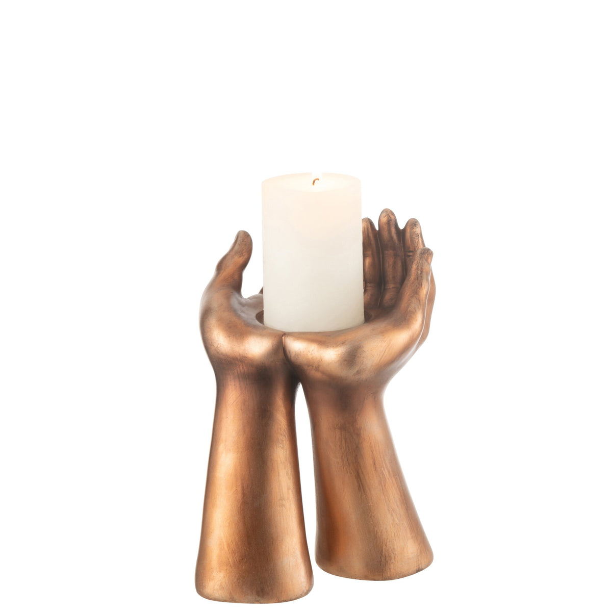 Candle Holder Hands Resin Copper J-Line