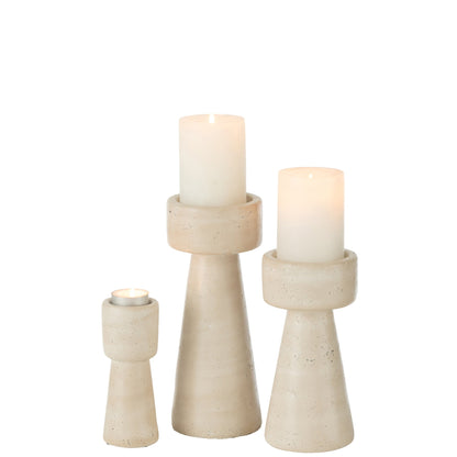 Orlina Cement Cream Large Candle Holder J-Line