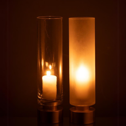 Kandelaar Pia Half Goud Large Set van 2 - Kandelaar - J-Line - livinglovely.nl