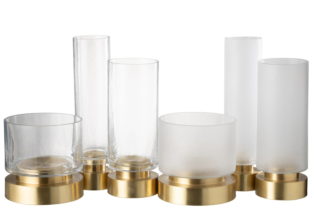 Kandelaar Pia Half Goud Large Set van 2 - Kandelaar - J-Line - livinglovely.nl