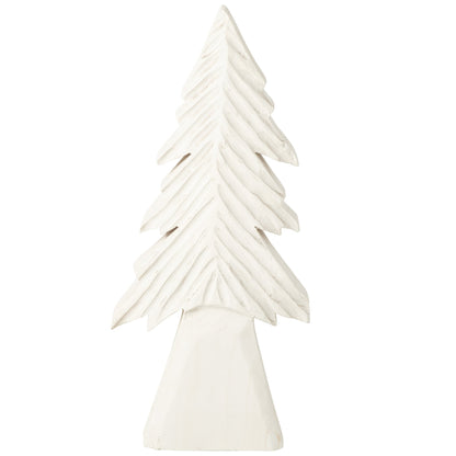 Kerstboom Gesneden Paulowniahout Large van J-Line, plat houten kerstboomsilhouet in gebroken wit, 75 cm hoog