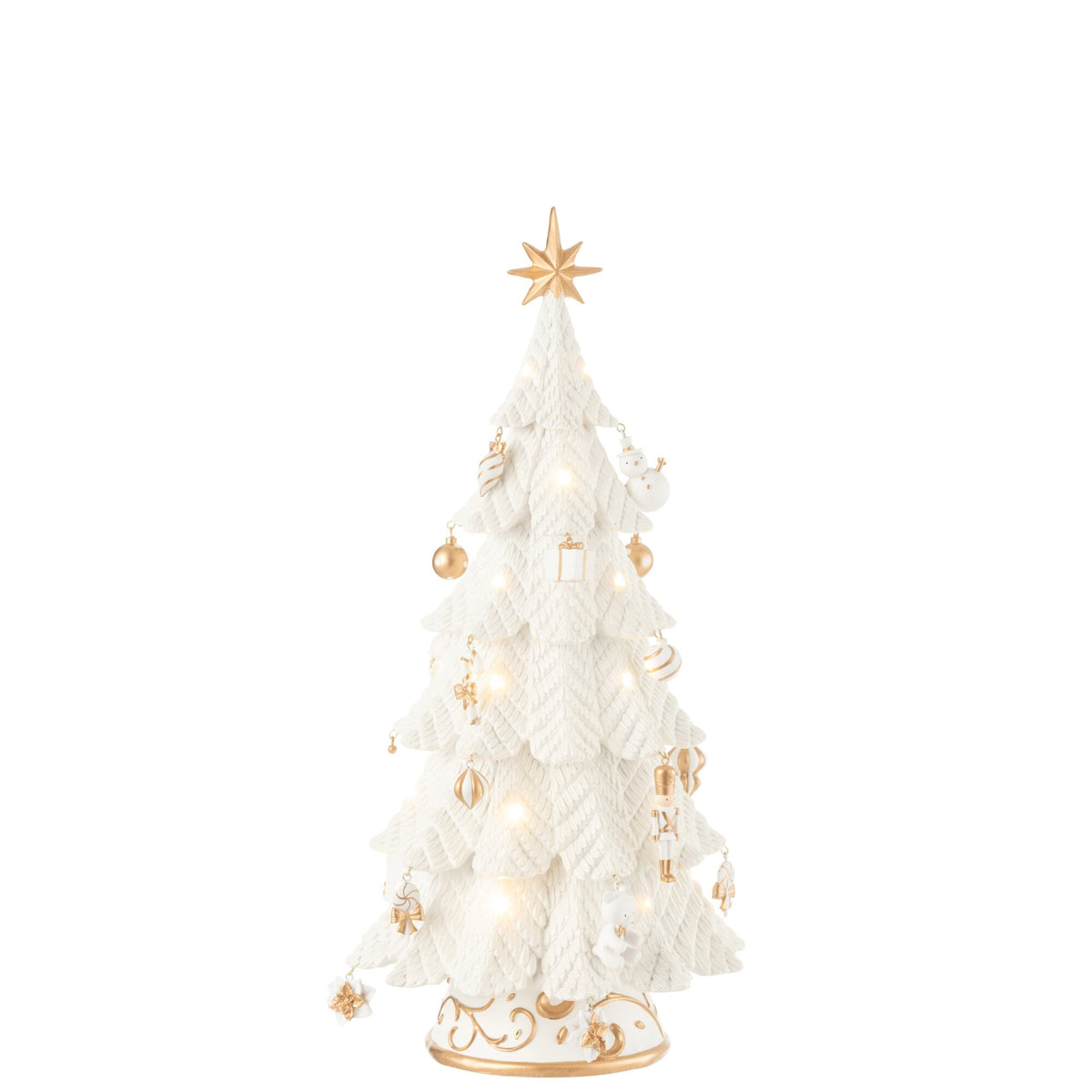 Christmas Tree LED Ornament Resin White/Gold Small H51.5cm j-Line