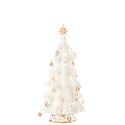 Christmas Tree LED Ornament Resin White/Gold Small H51.5cm j-Line
