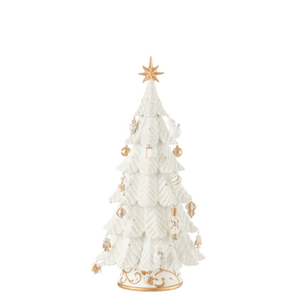 Christmas Tree LED Ornament Resin White/Gold Small H51.5cm j-Line