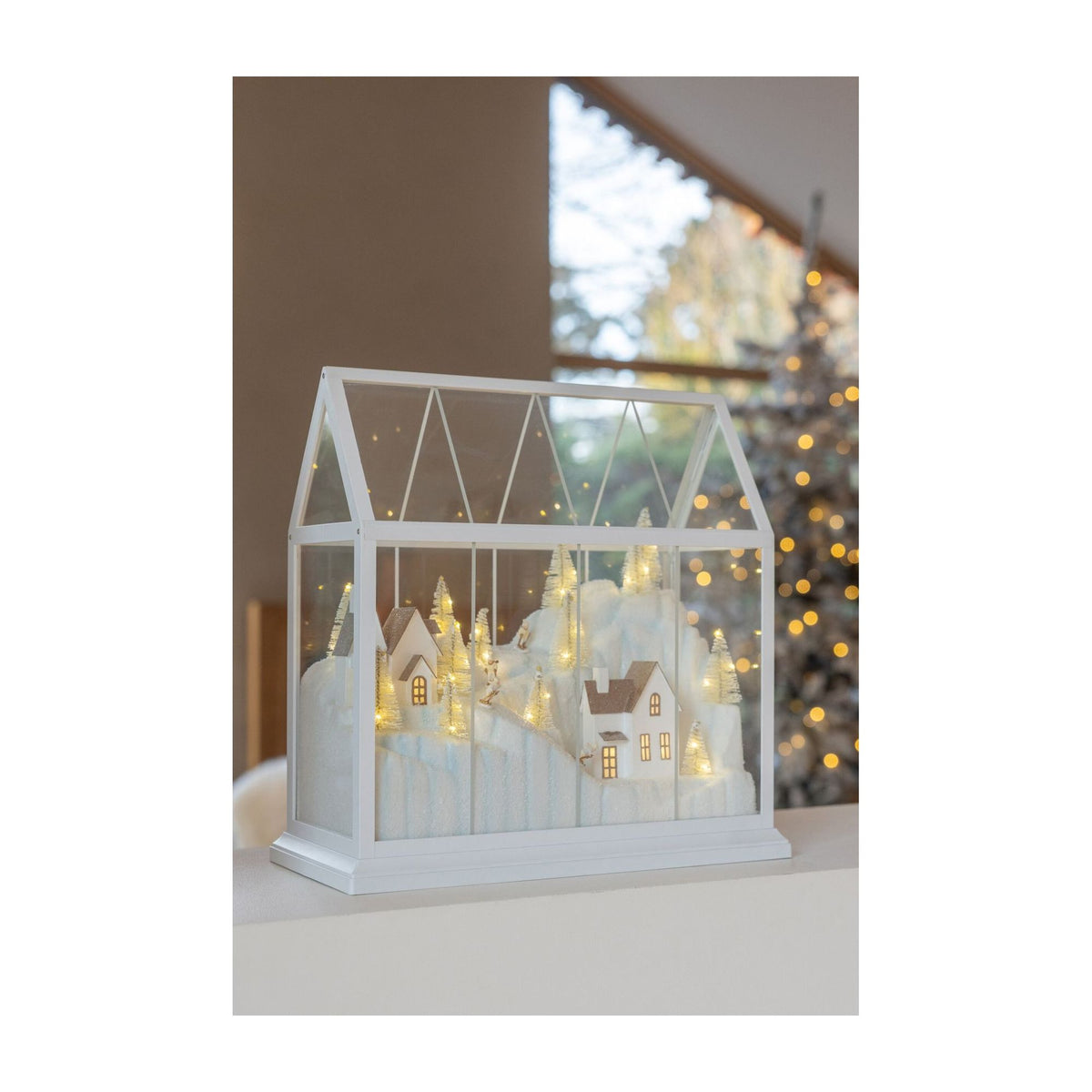 Christmas Village Glass LED White/Gold Large J-Line