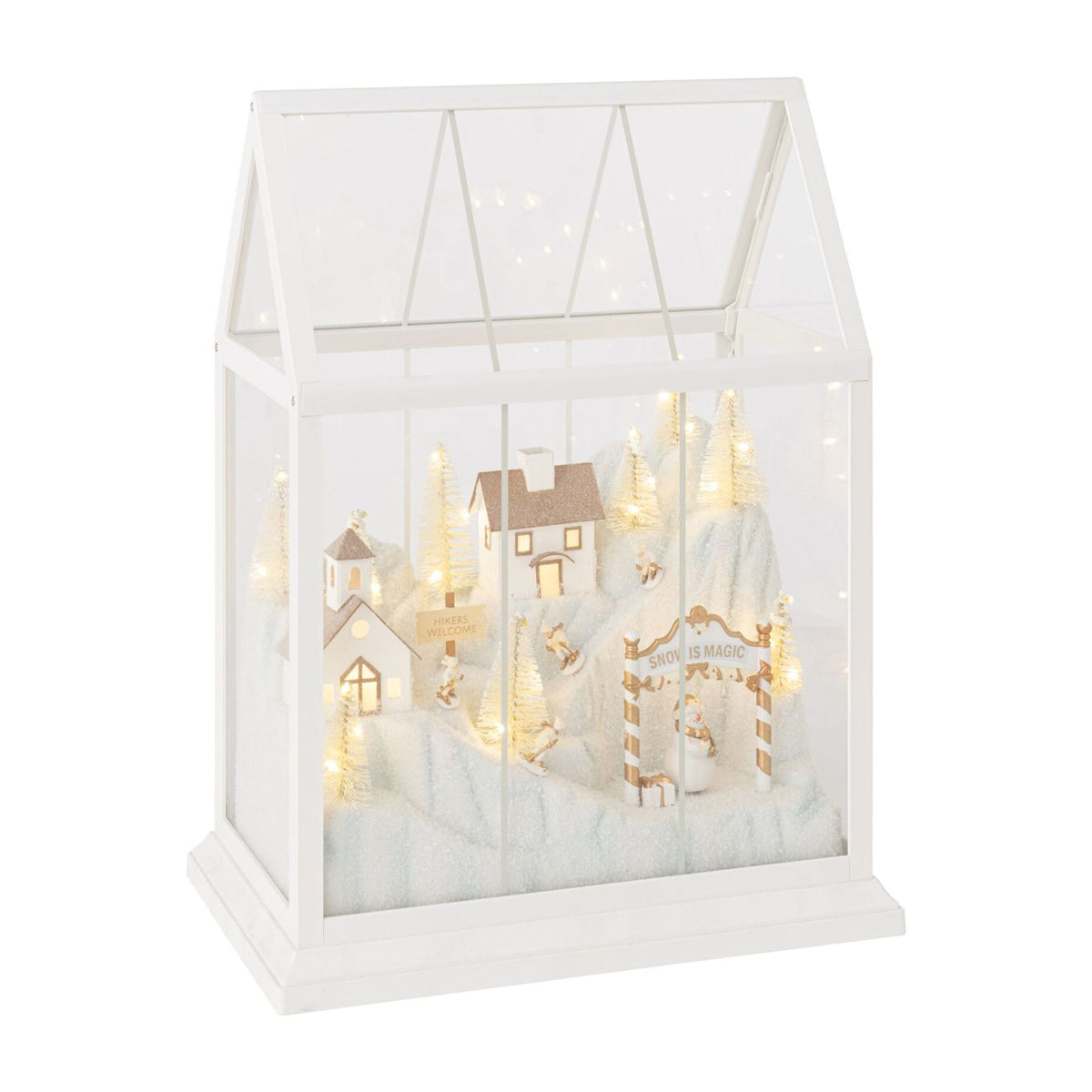 Christmas Village LED Glass White/Gold Medium J-Line