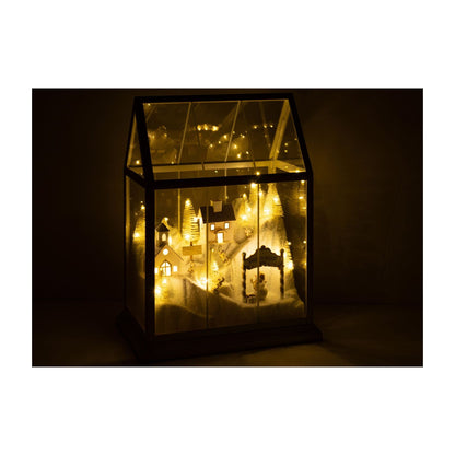 Christmas Village LED Glass White/Gold Medium J-Line