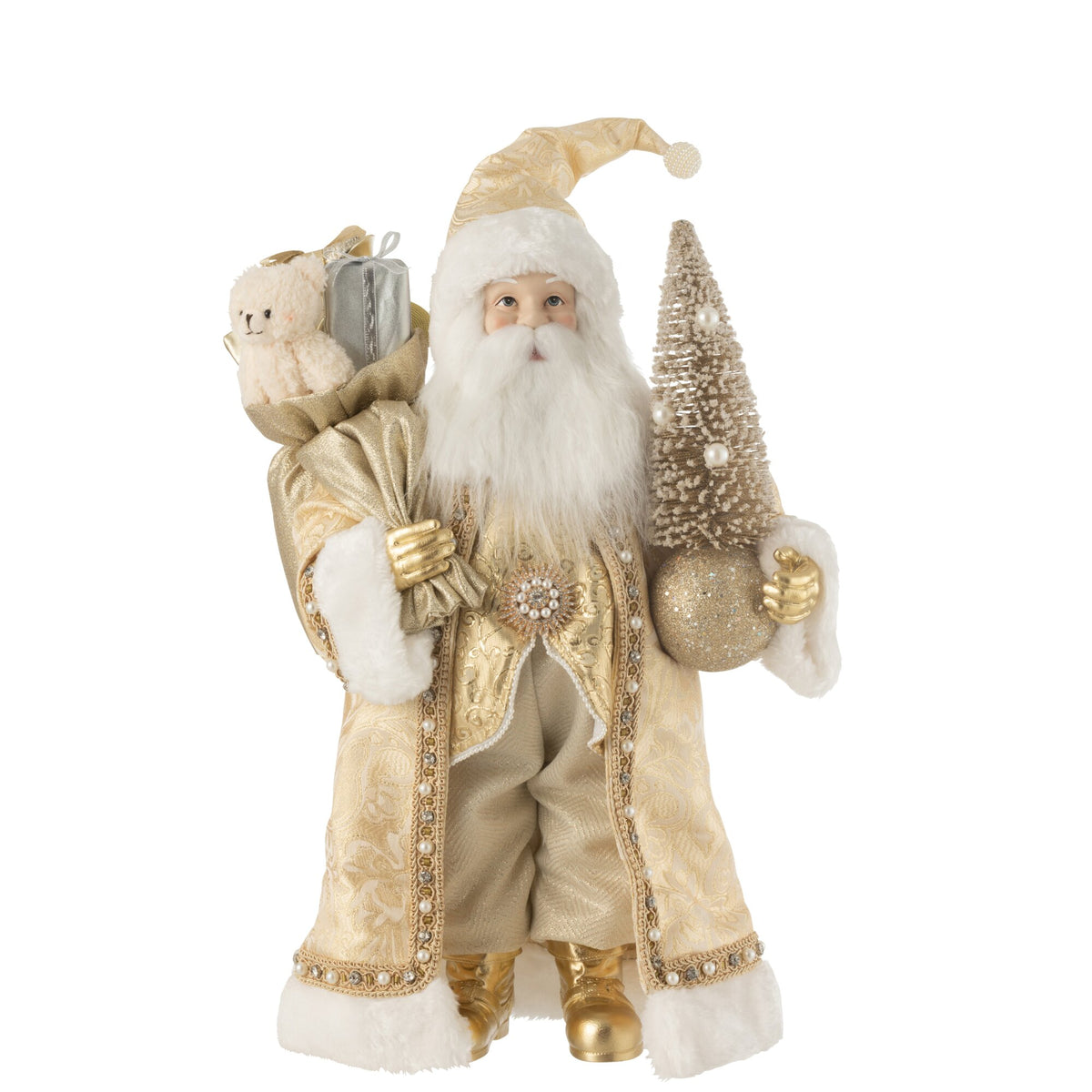 Santa Claus Decoration Resin/Textile Gold H50cm J-Line